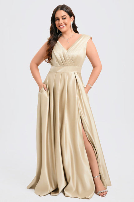 Robe De Demoiselle D'Honneur Satin Dorée - gallery 8