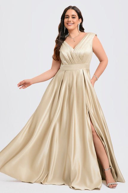 Robe De Demoiselle D'Honneur Satin Dorée - gallery 6