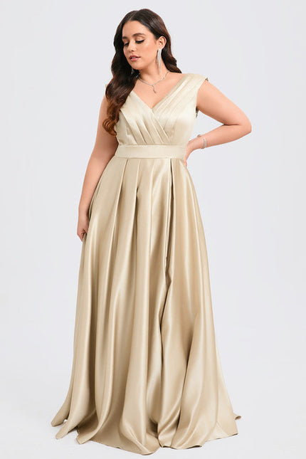 Robe De Demoiselle D'Honneur Satin Dorée - gallery 7