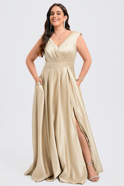 Robe De Demoiselle D'Honneur Satin Dorée - gallery 9